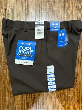 Haggar Cool Right Classic Fit Dress Pants - Brown